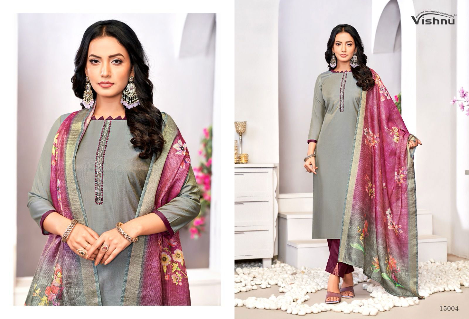 Alizza By Vishnu Roman Shimmer Designer Dress Material Exporters In India
